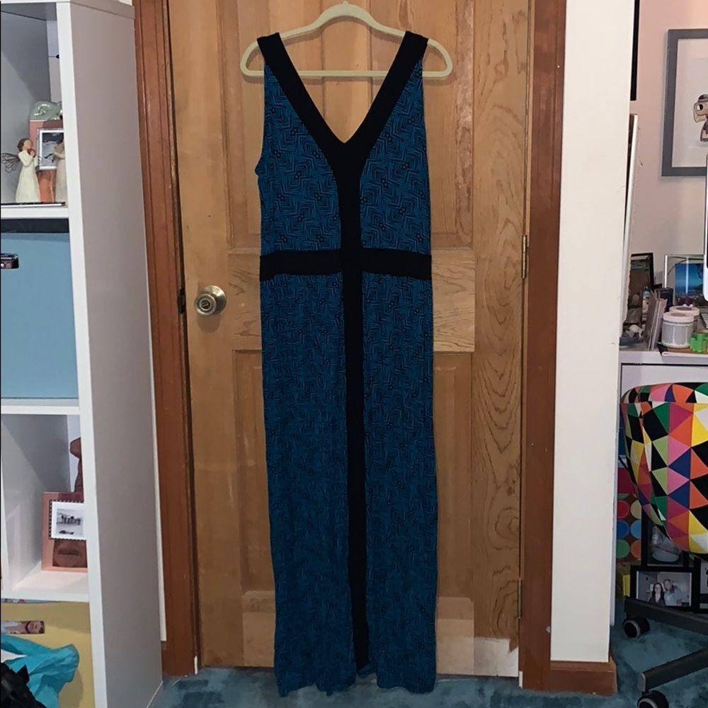 Sejour Blue Print Maxi Dress (2X)